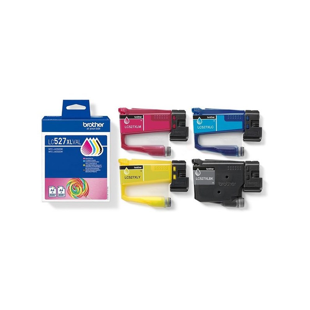 Cartouches d'origines Brother LC527XLVAL - multipack 4 couleurs : noire, cyan, magenta, jaune