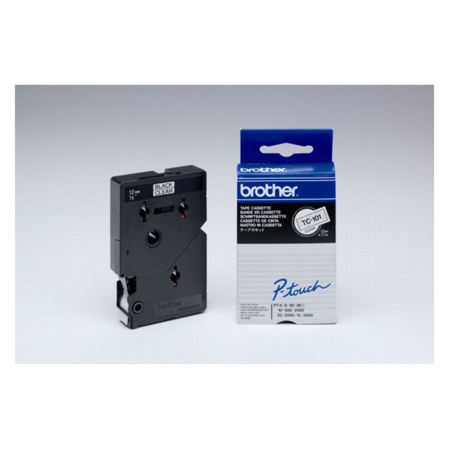 Ruban cassette d'origine Brother TC101 - noir, transparent