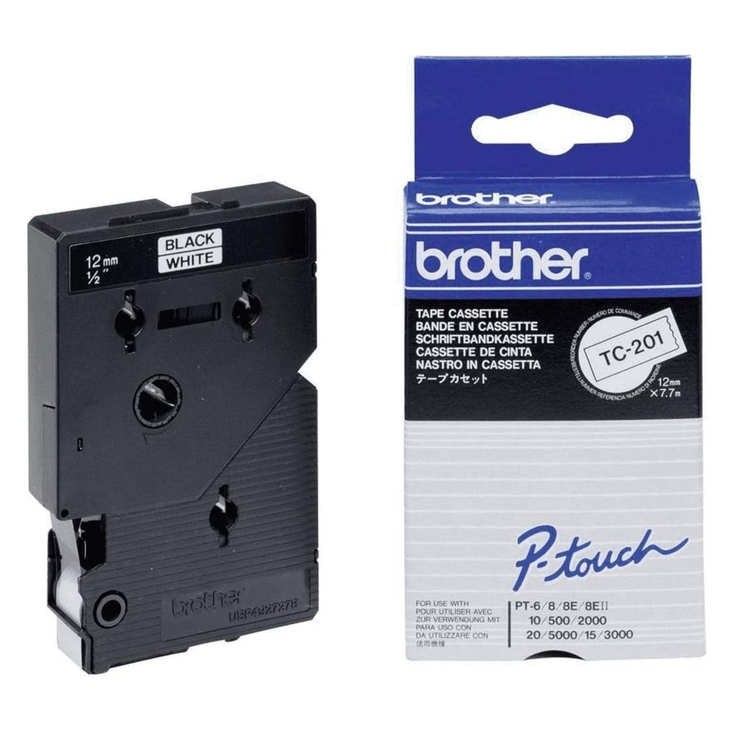Ruban cassette d'origine Brother TC201A - multipack 10 couleurs : noir, blanc