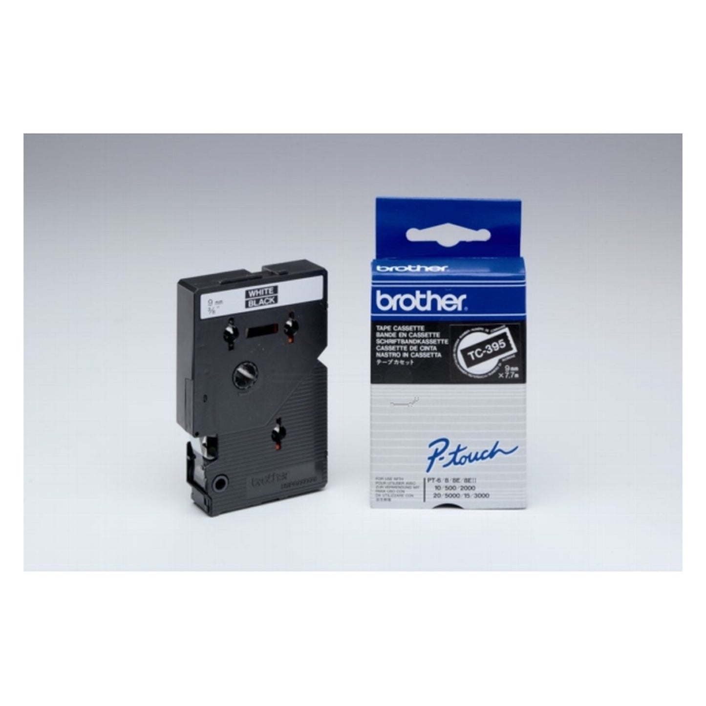Ruban cassette d'origine Brother TC395 - noir, blanc