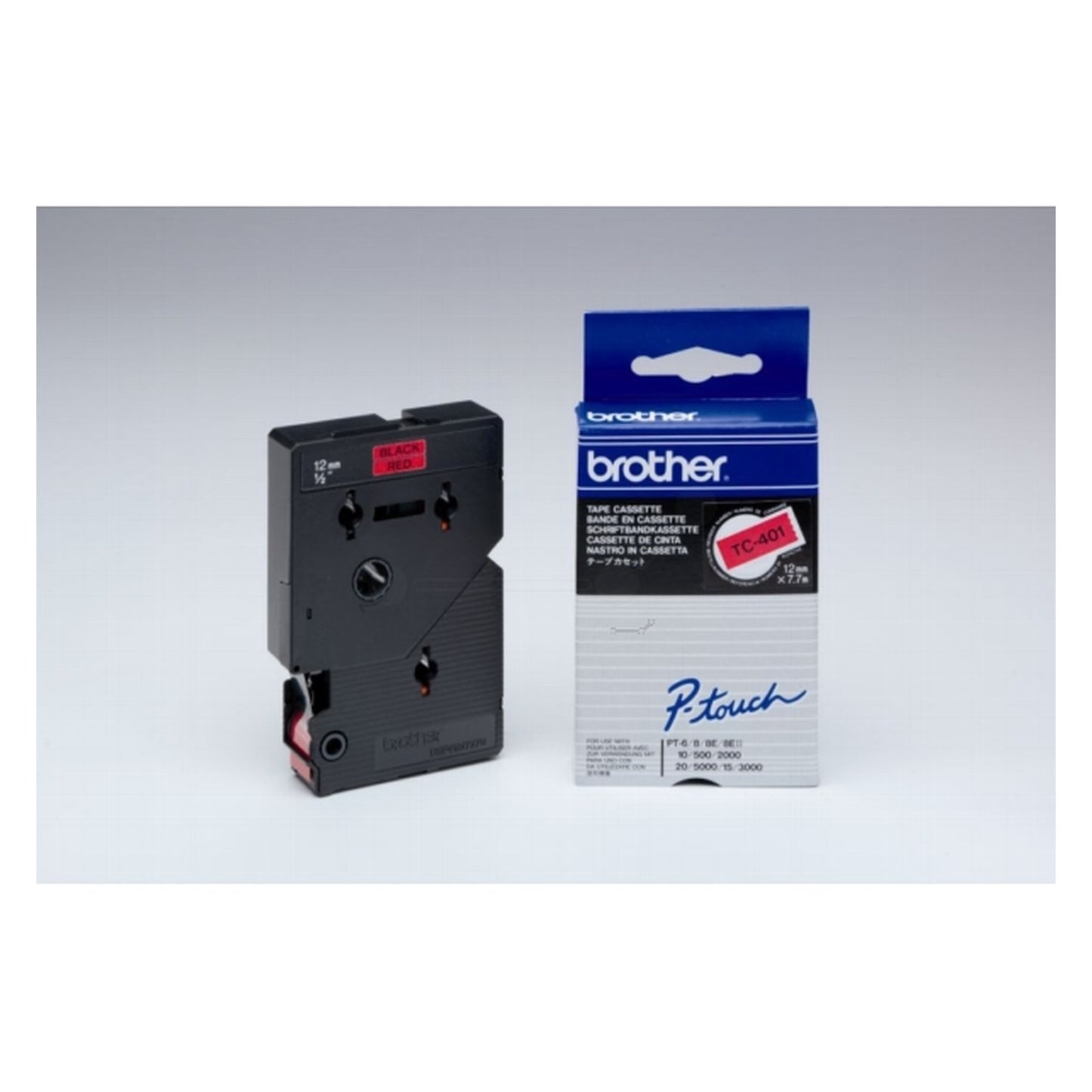 Ruban cassette d'origine Brother TC401 - noir, rouge