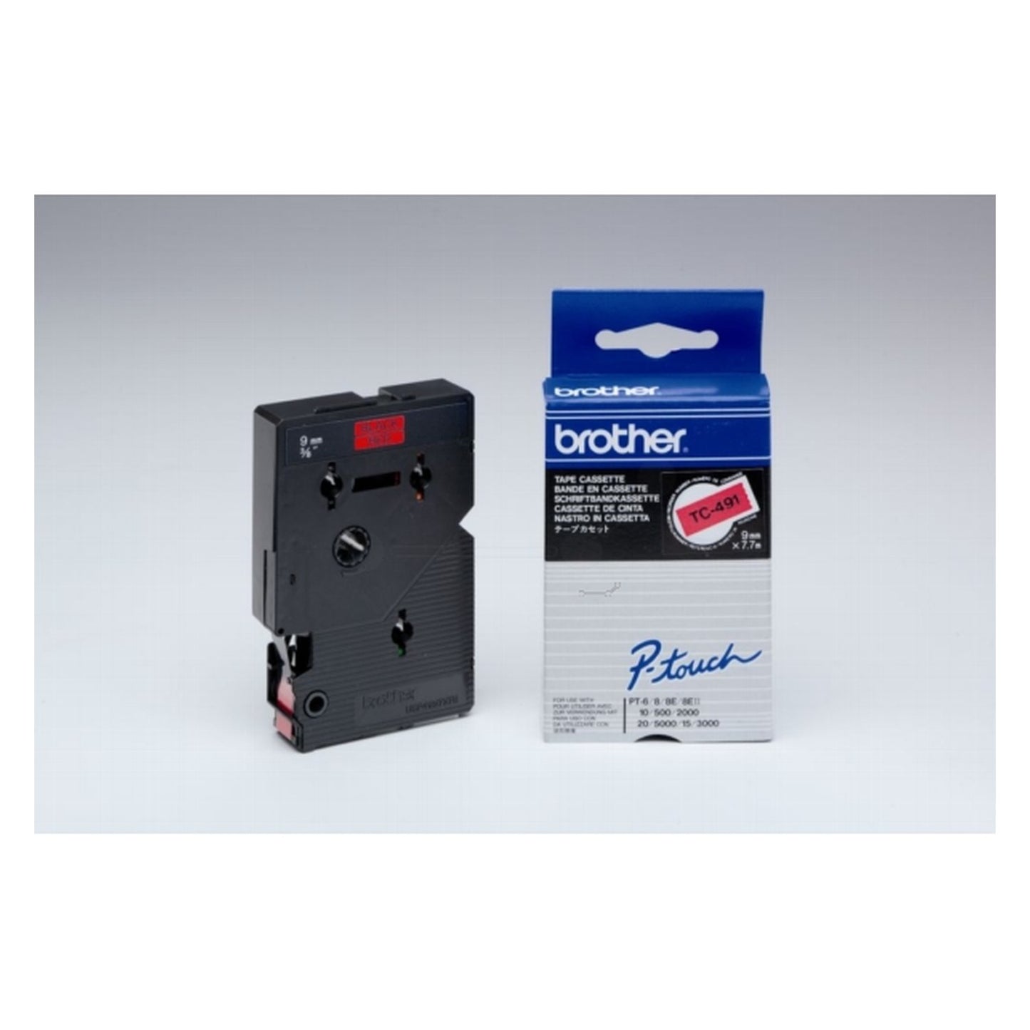 Ruban cassette d'origine Brother TC491 - noir, rouge