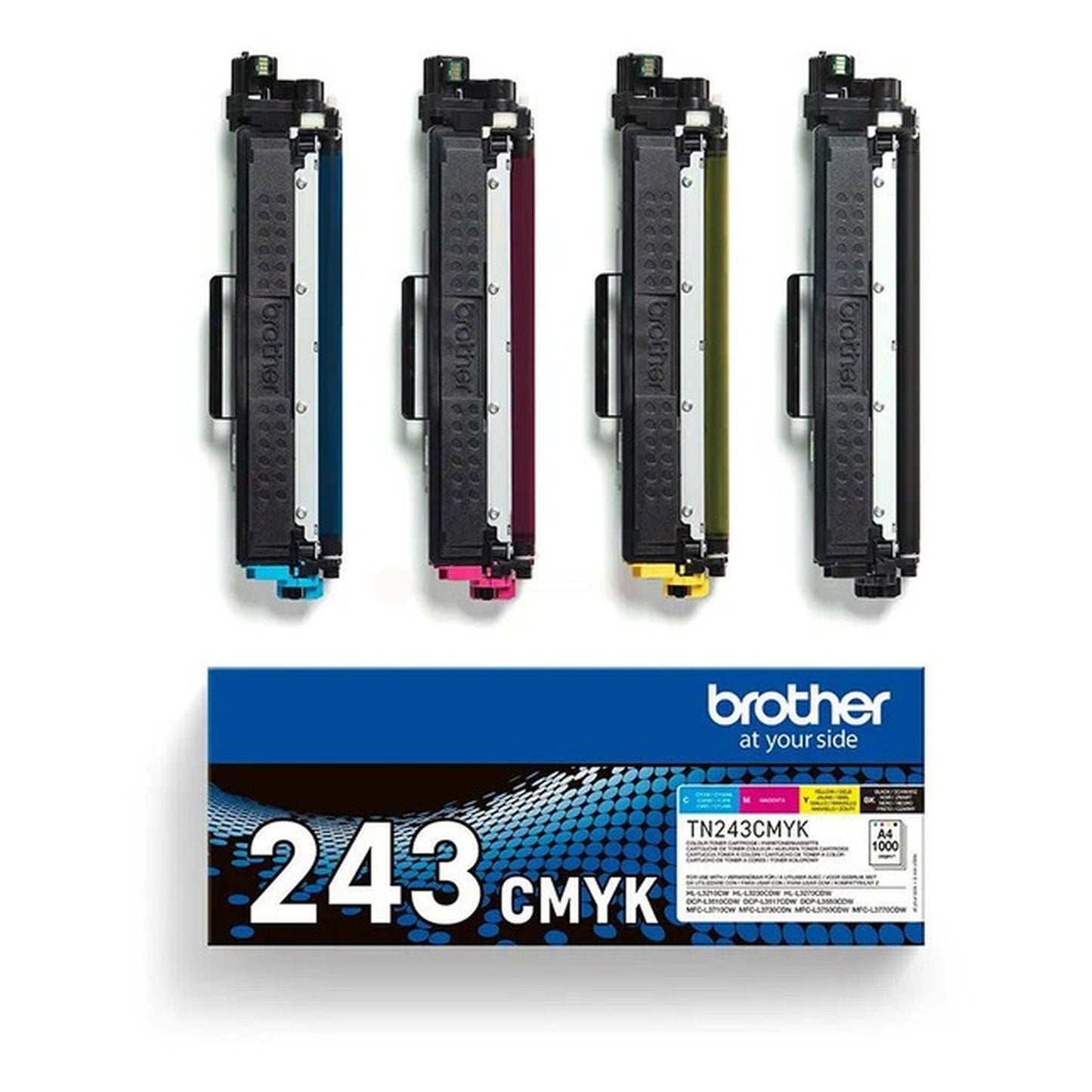 Toners d'origines Brother TN243CMYK - multipack 4 couleurs : noir, cyan, magenta, jaune