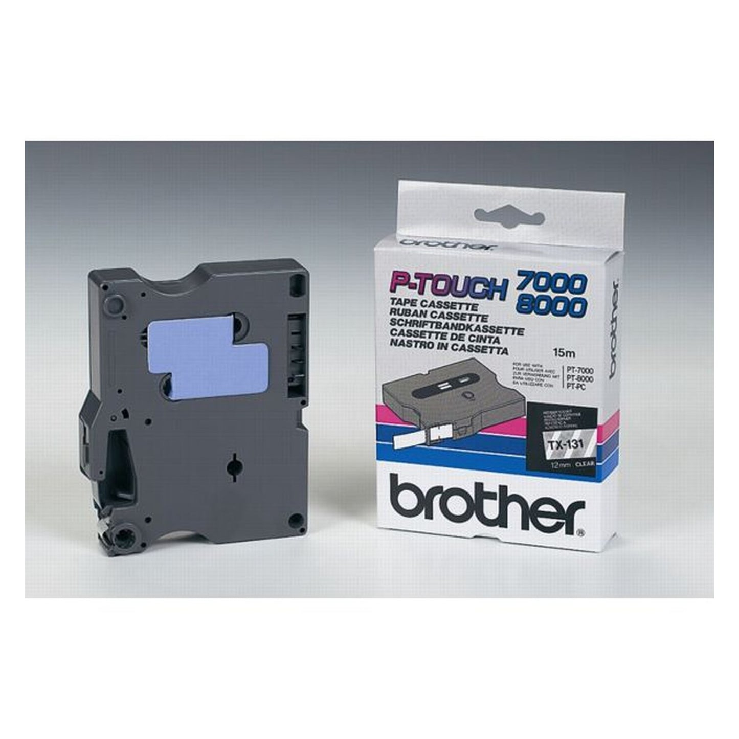 Ruban cassette d'origine Brother TX131 - noir, transparent