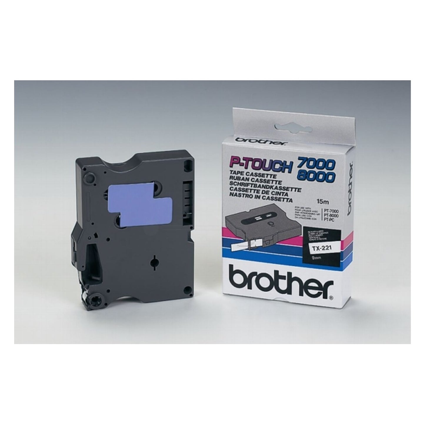 Ruban cassette d'origine Brother TX221 - noir, blanc