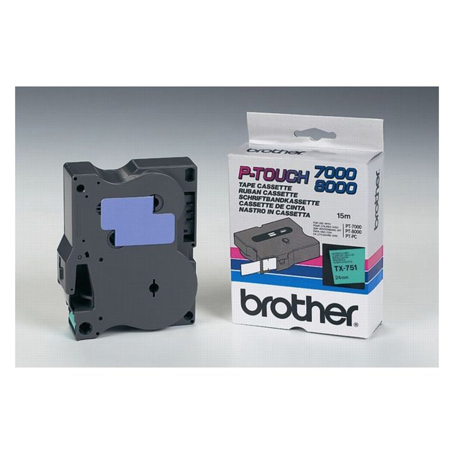 Ruban cassette d'origine Brother TX751 - noir, vert