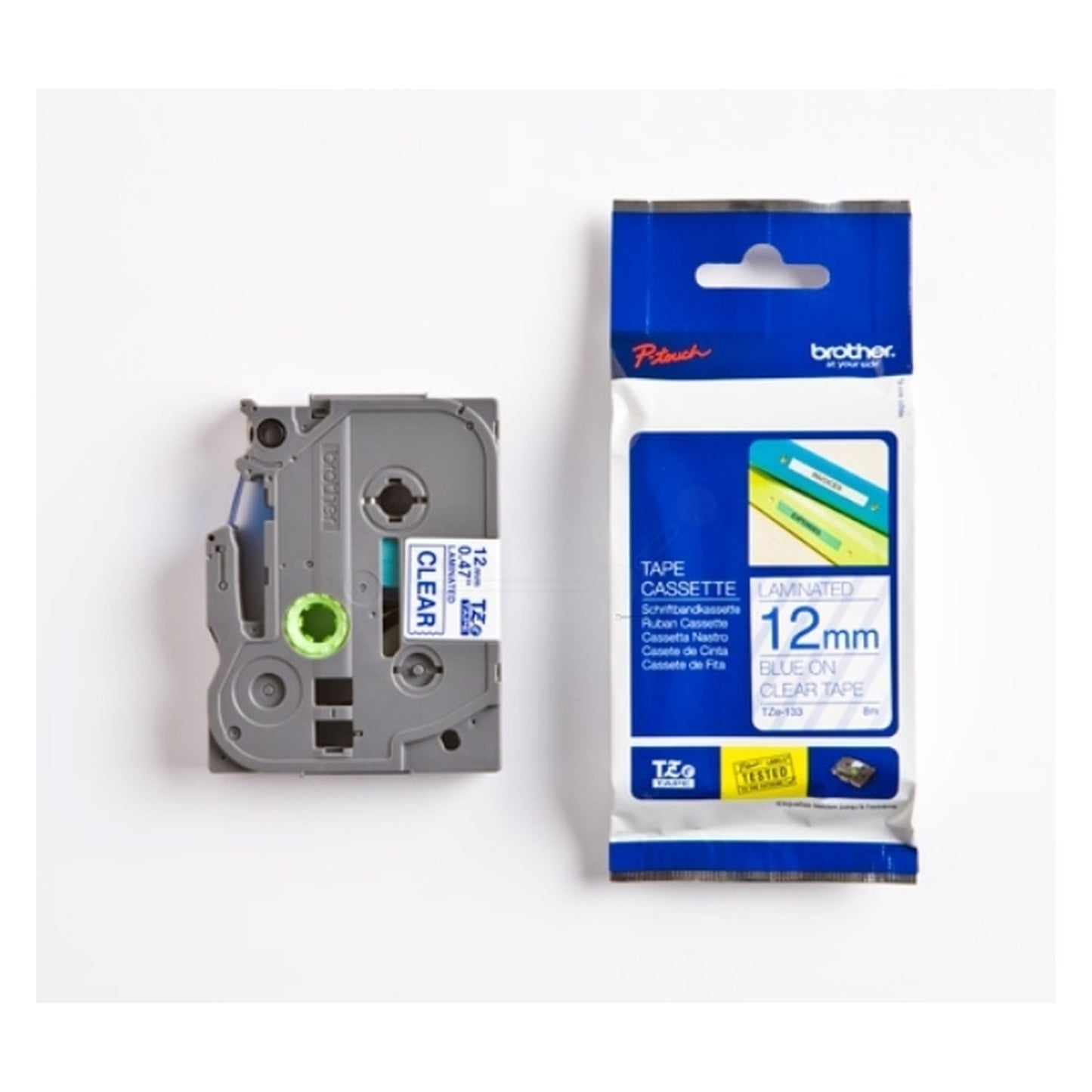Ruban cassette d'origine Brother TZE133 - transparent, bleu