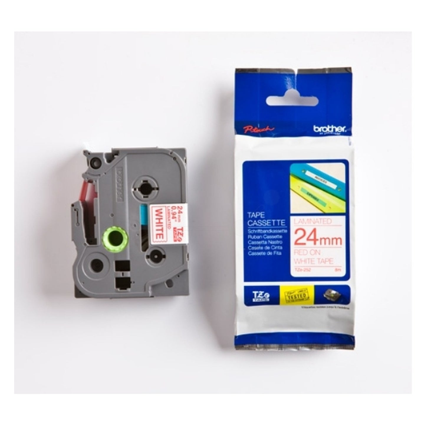 Ruban cassette d'origine Brother TZE252 - rouge, blanc