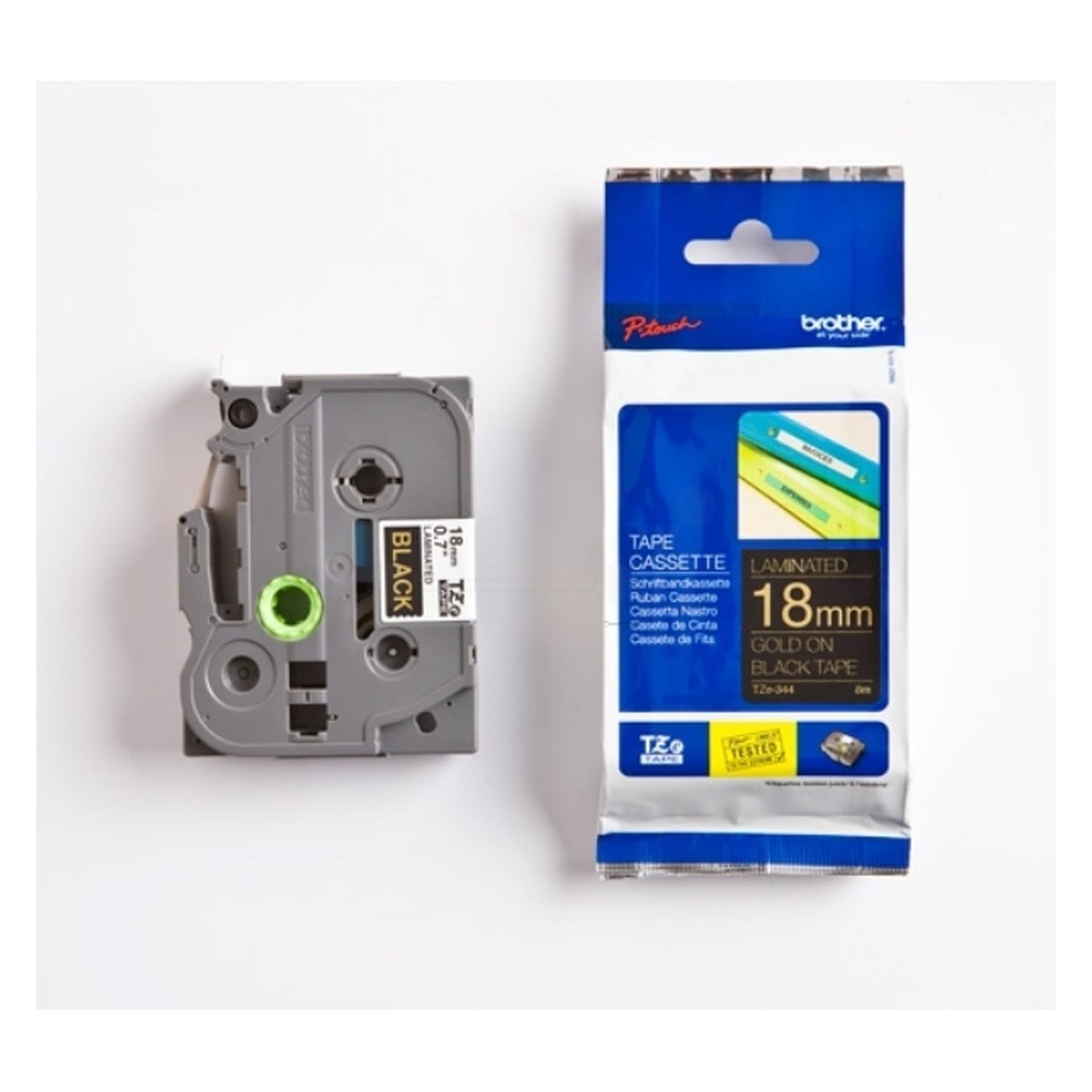 Ruban cassette d'origine Brother TZE344 - noir, or