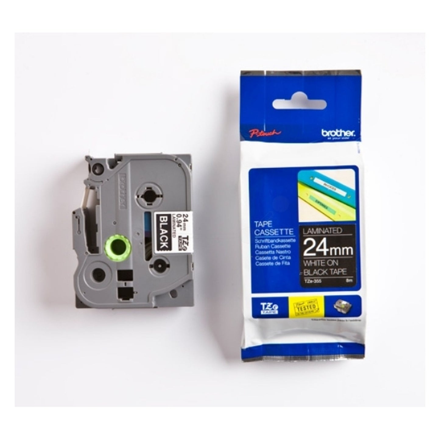 Ruban cassette d'origine Brother TZE355 - noir, blanc