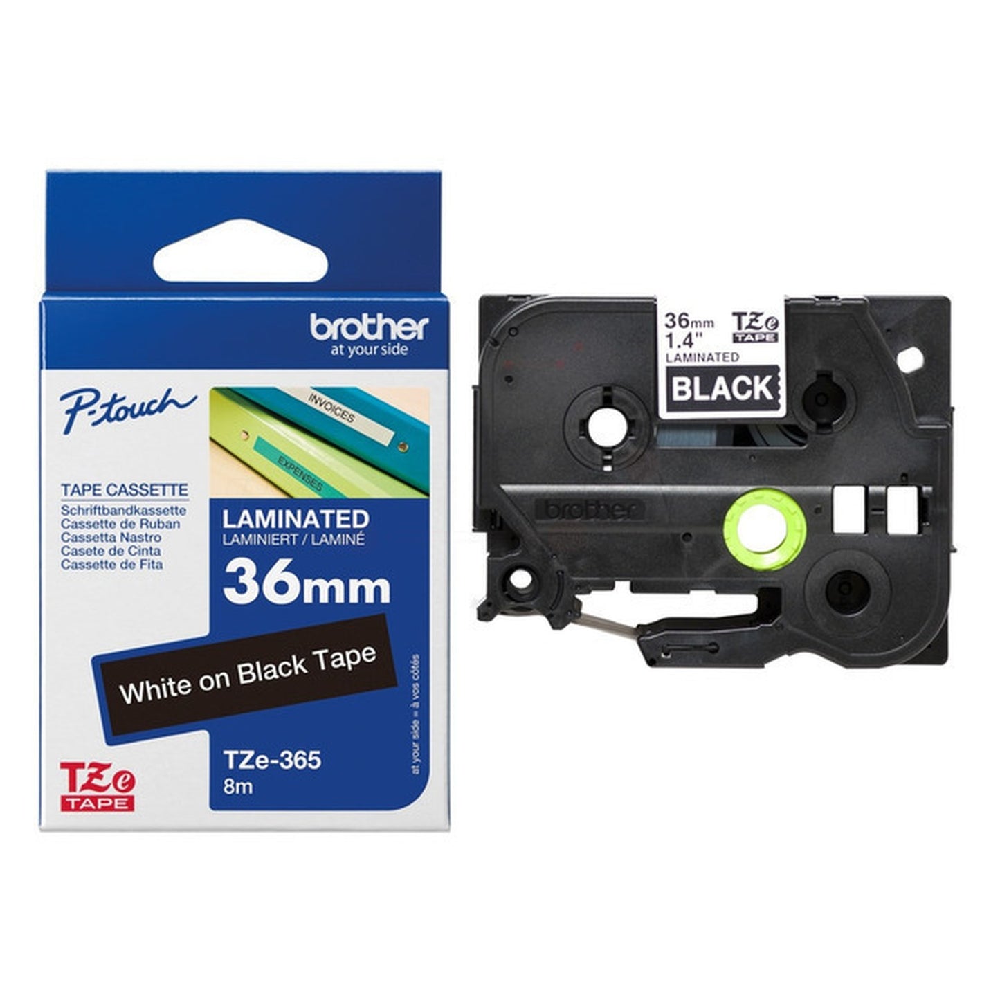 Ruban cassette d'origine Brother TZE365 - noir, blanc