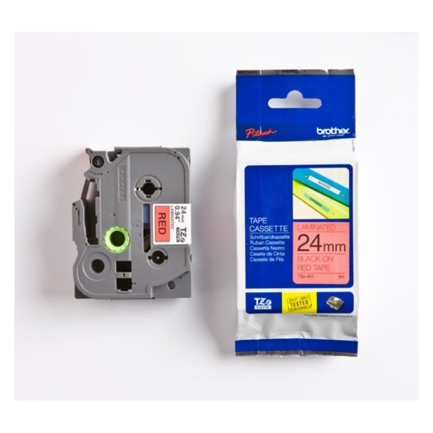 Ruban cassette d'origine Brother TZE451 - noir, rouge