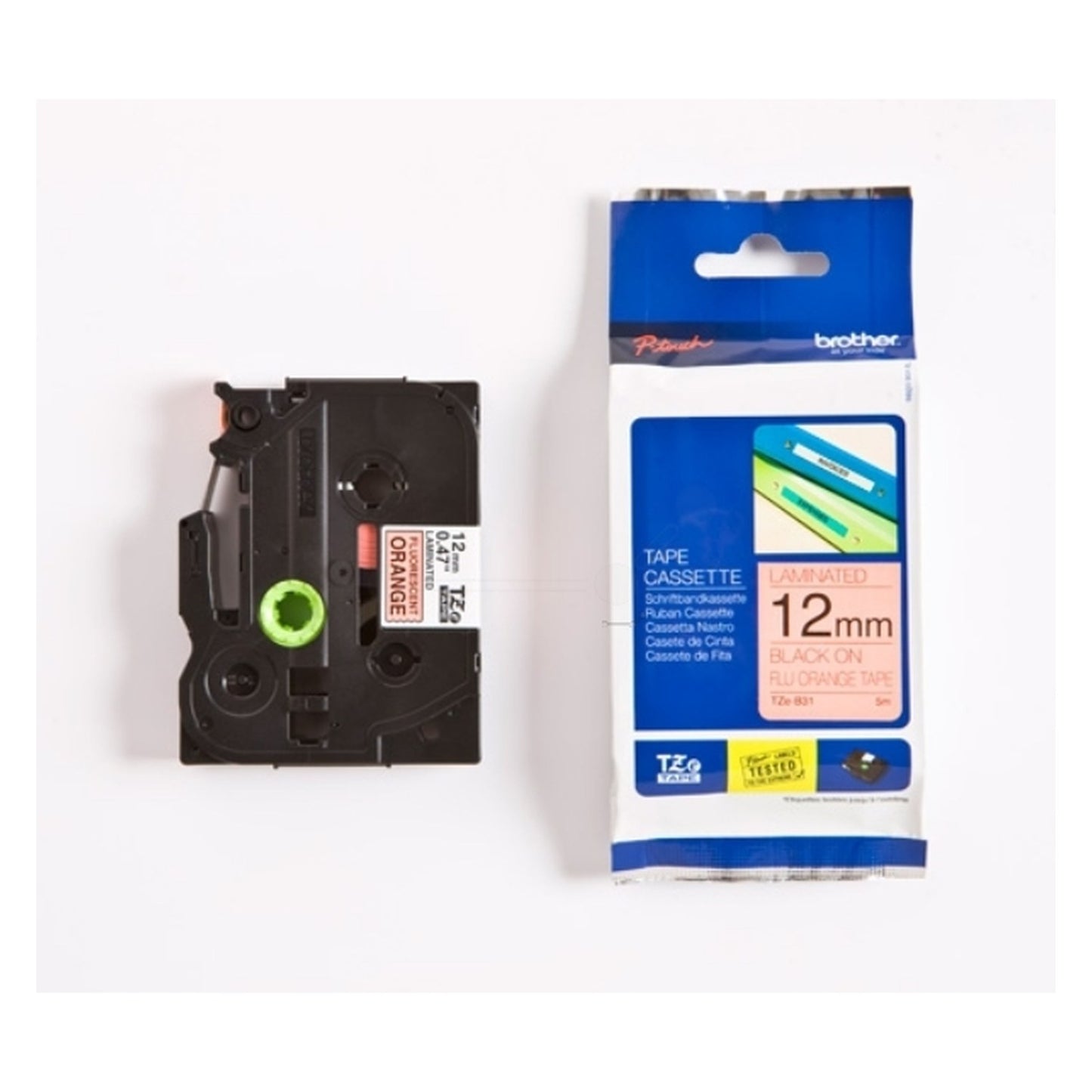 Ruban cassette d'origine Brother TZEB31 - noir, orange