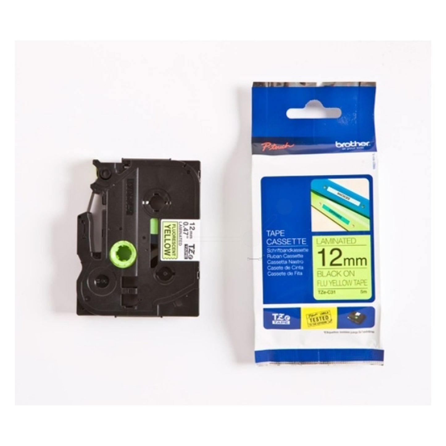 Ruban cassette d'origine Brother TZEC31 - noir, jaune
