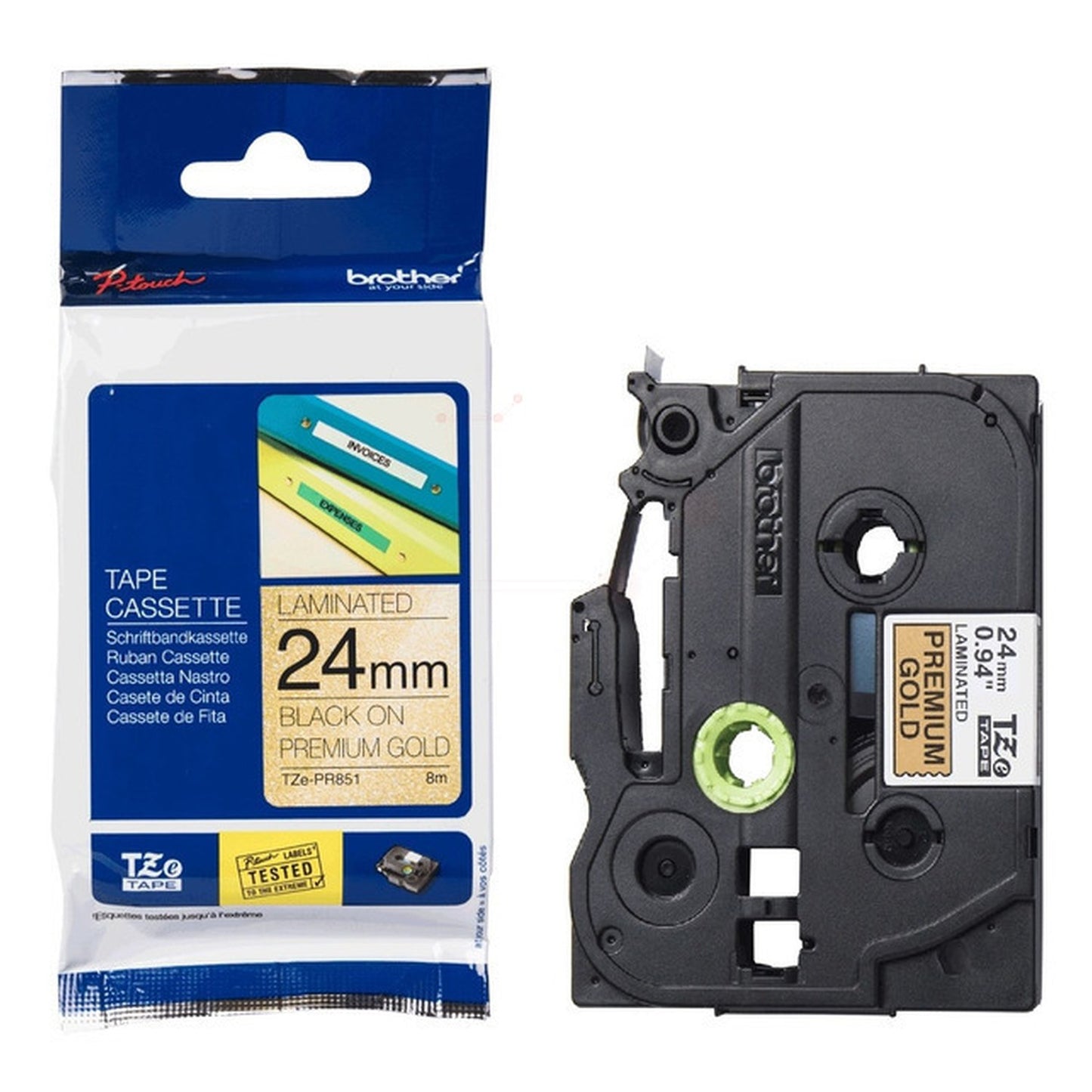 Ruban cassette d'origine Brother TZEPR851 - noir, or