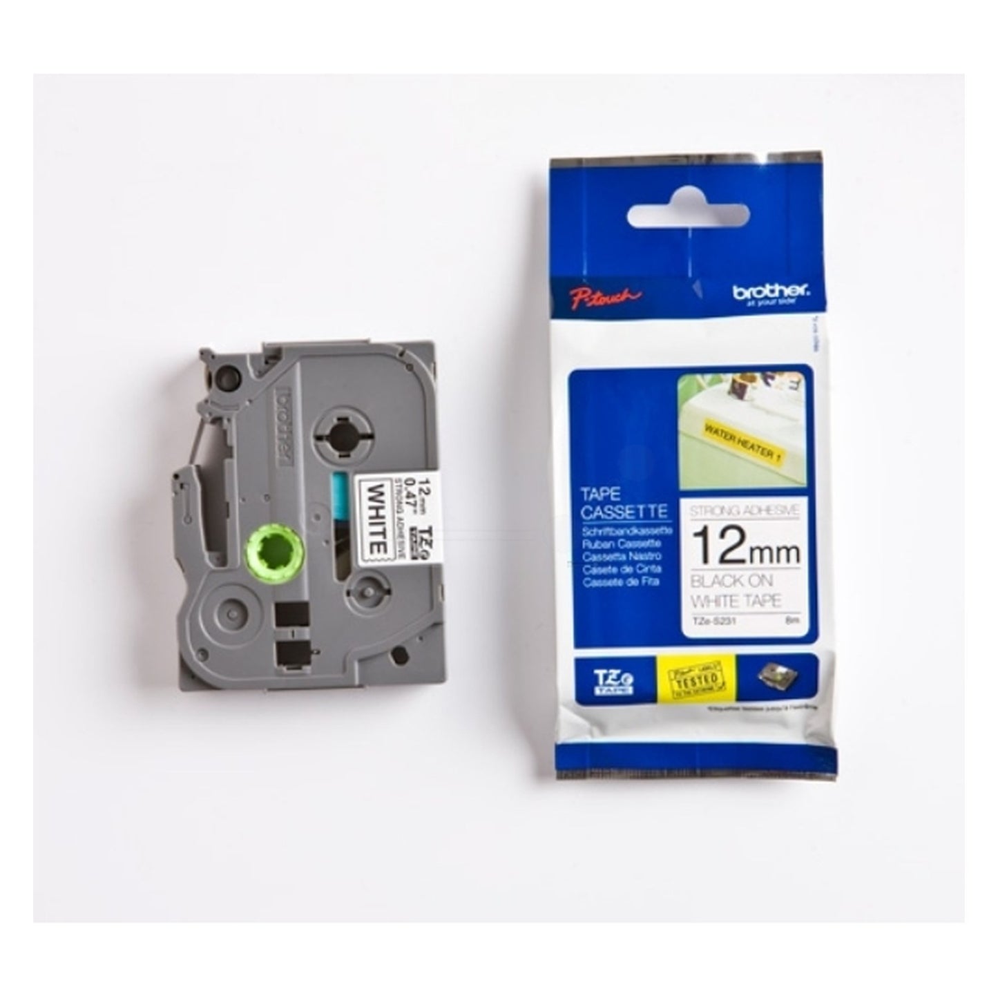 Ruban cassette d'origine Brother TZES231 - noir, blanc
