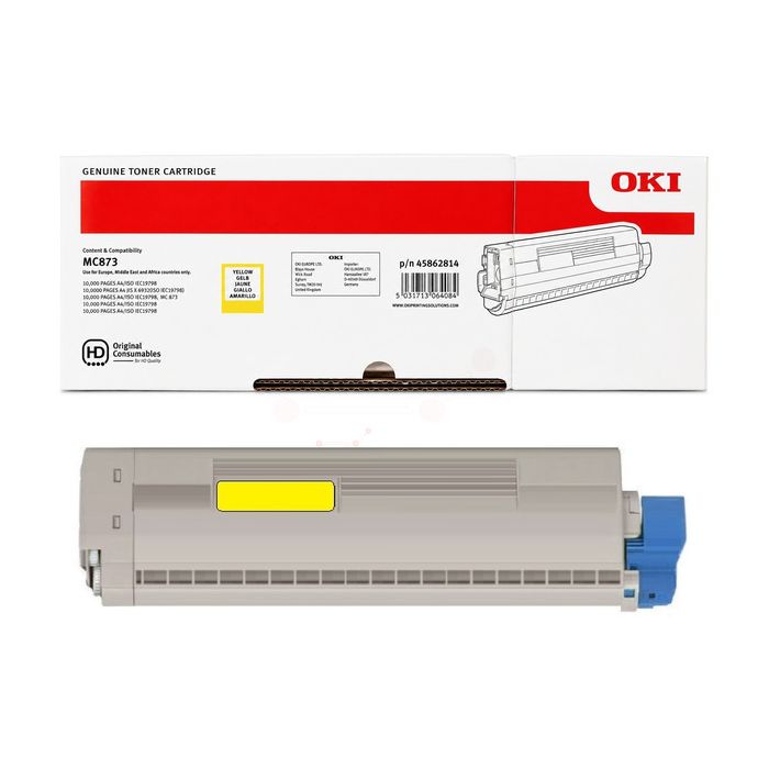 Cartouche Laser de Marque OKI 45862814 Jaune Haute Capacité (10 000 pages)