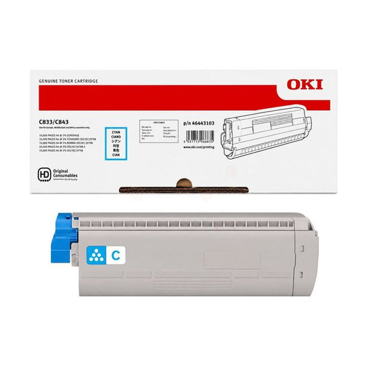 Cartouche Laser de Marque OKI 46443103 Cyan Haute Capacité (10 000 pages)