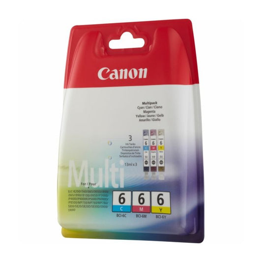 Pack de 6 Cartouches Jet d'encre Compatible Canon BCI-6 (BCI6) 3 Couleurs