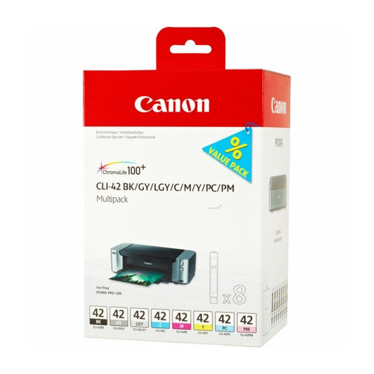 Multipack 8 Cartouches de Marque Canon CLI_42BKCMYPCPMG (6384B010)Couleurss (Cyan, Magenta, Jaune, photo Cyan, photo Magenta, gris, gris clair, Noir) (4227 pages )