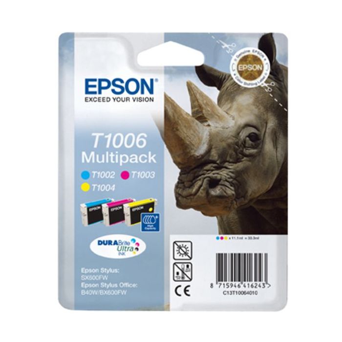 Pack de 3 Cartouches Jet d'encre de Marque Epson T1006   3 Couleurs (Cyan, Magenta, Yellow) (3x11.1ml/2540pages)