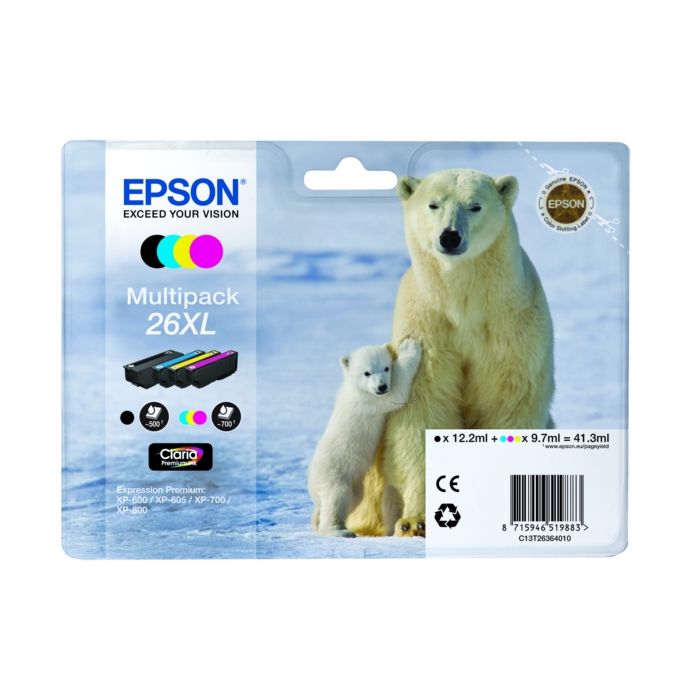 Cartouche Jet d'encre de Marque Epson T2631 Photo Black N°26XL (Single Pack) Photo Black (Claria Premium Ink)(8.7ml/400pages)