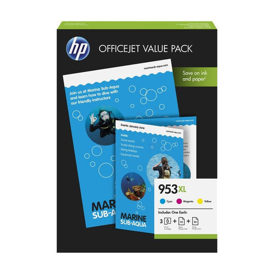 Pack de 4 Cartouches d'encre de Marque HP 3HZ512 N°953XL Couleurs (Noir, Cyan , Magenta ,Yellow) (1x2000 pages+3x 1600 pages)