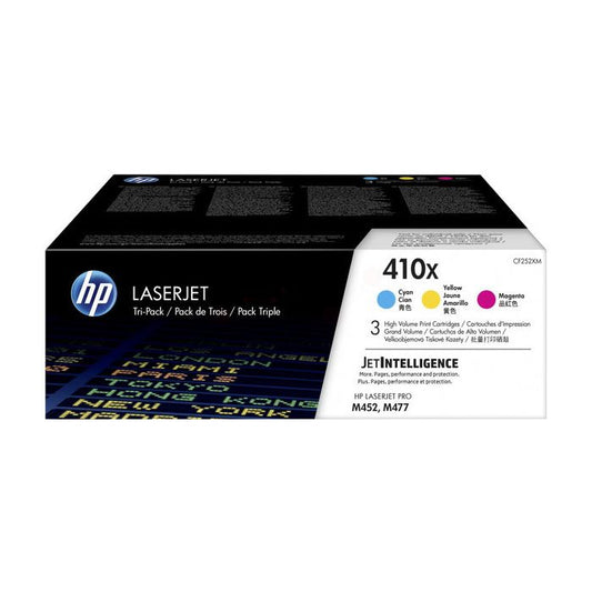 Multipack LOT de 3 Cartouches de Cartouche Laser de Marque HP CF252XM Grande Capacité (1 Cyan + 1 Magenta + Jaune) (HP410X) (5 000 pages)