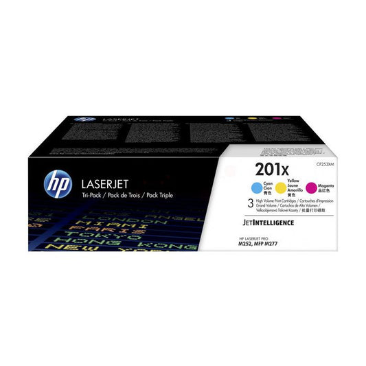 Multipack 3 Cartouches de Cartouche Laser de Marque HP CF253XM (201X) Couleurs (1 Cyan + 1 Magenta + 1 Jaune)