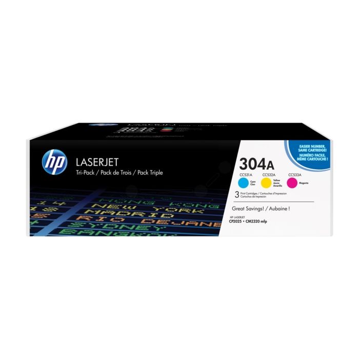 Value Pack Multipack Cartouches Laser de Marque HP CF372AM Couleurs (8400 copies)(CC531A + CC532A + CC533A c/m/y)