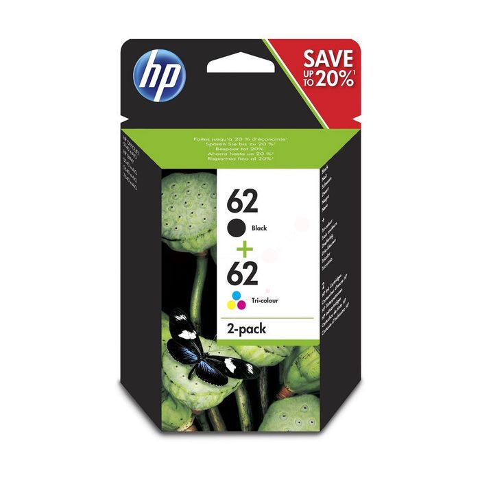 LOT de 2 Cartouches d'encre de Marque HP N9J71AE N°62 (1 Noir + 1 Couleur) 415 copies