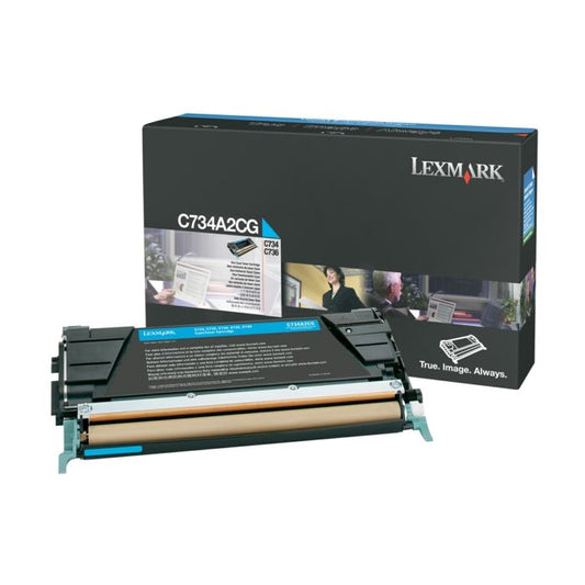 Cartouche Laser de Marque Lexmark C734A1CG Cyan Capacité Standard (6000 pages)