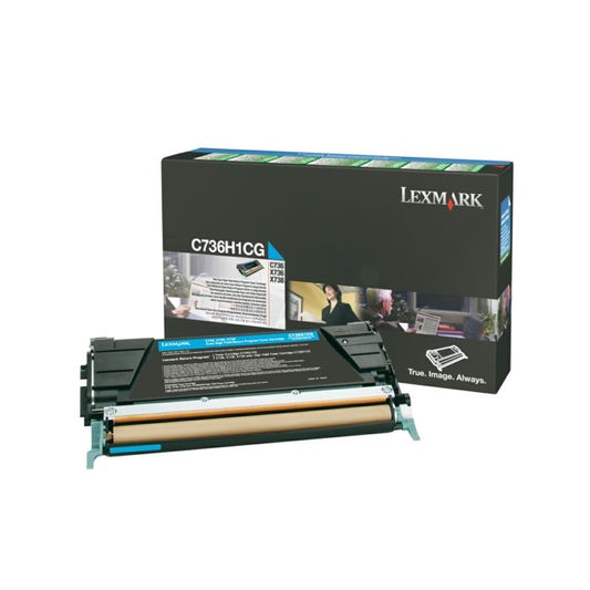 Cartouche Laser de Marque Lexmark C736H1CG Cyan Haute Capacité (10 000 pages)