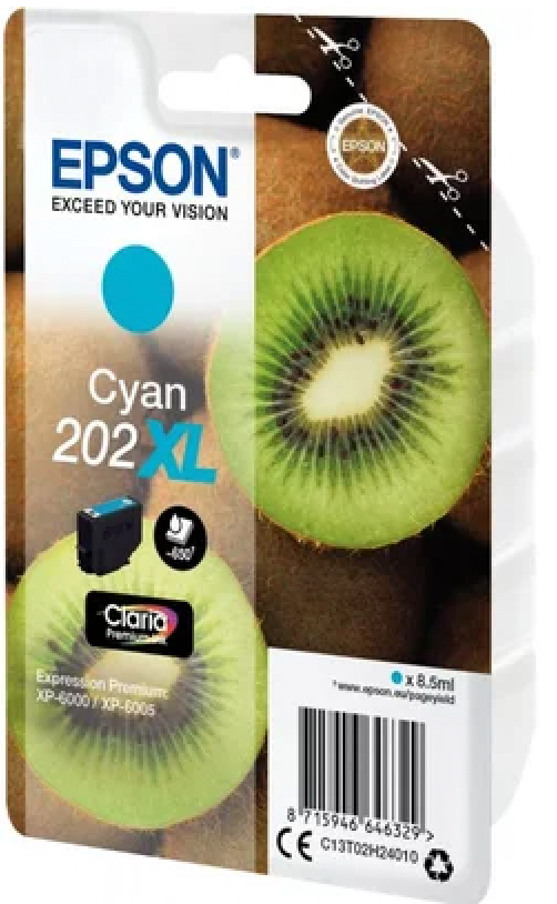 Cartouche d'encre de Marque Epson T02H24 Cyan Haute Capacité (8.5ml - 650 pages) (Série kiwi)