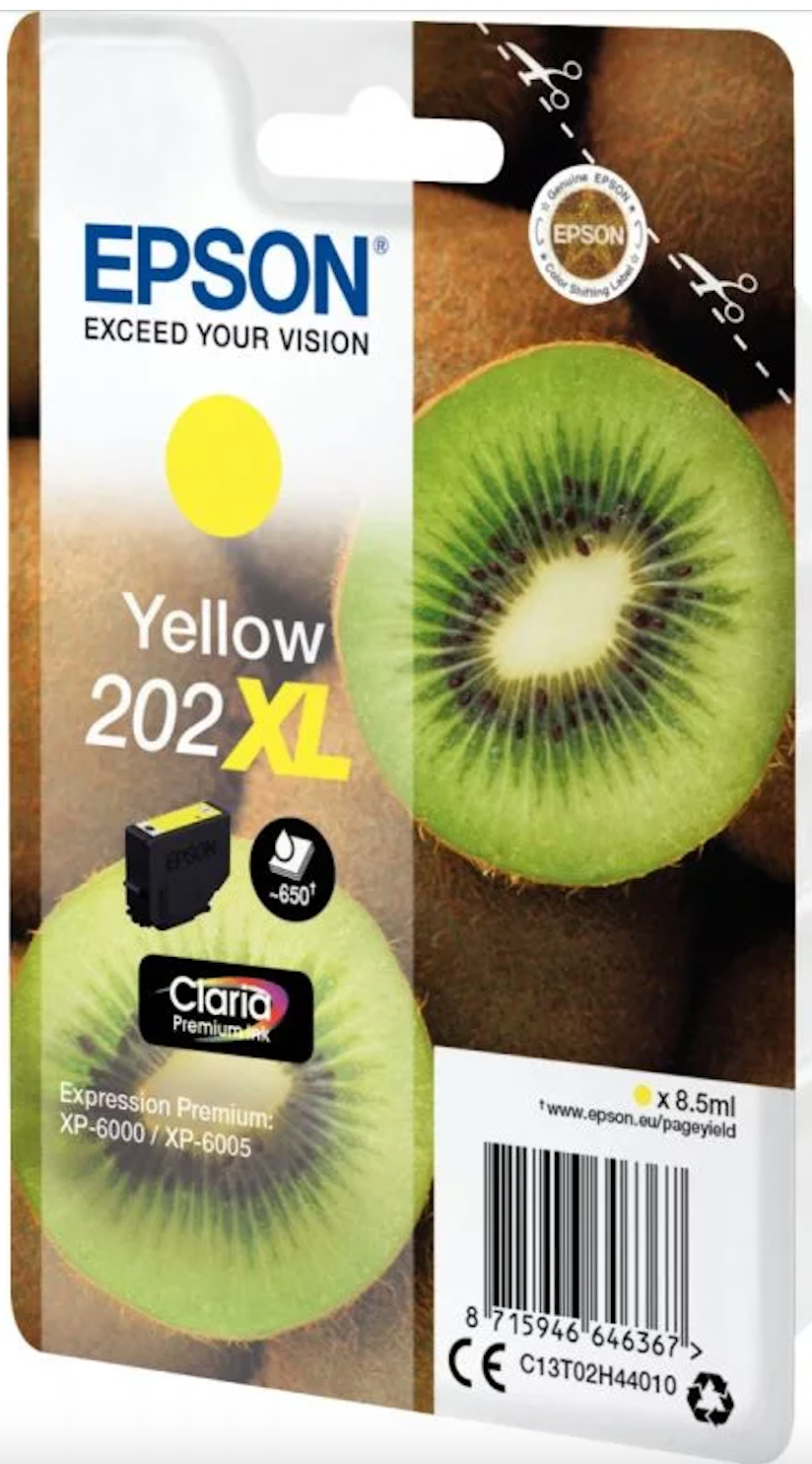 Cartouche d'encre de Marque Epson T02H44 Jaune Haute Capacité (8.5ml - 650 pages) (Série kiwi)
