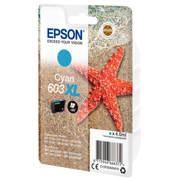 Cartouche d'encre de Marque Epson T03A24 Cyan (603XL)  (4ml - 350 pages) (Série étoile de mer)