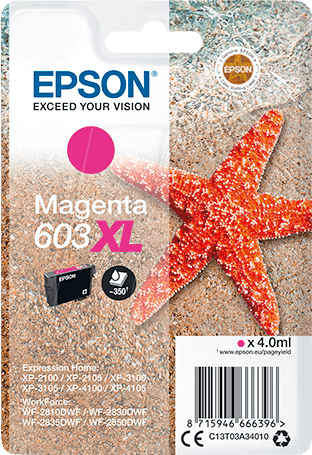 Cartouche d'encre de Marque Epson T03A34 Magenta (603XL)  (4ml - 350 pages) (Série étoile de mer)