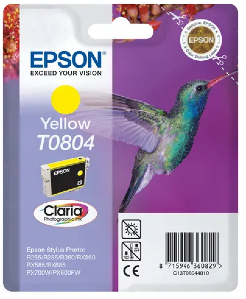 Cartouche Jet d'encre de Marque Epson T0804 Jaune 620p (Claria)