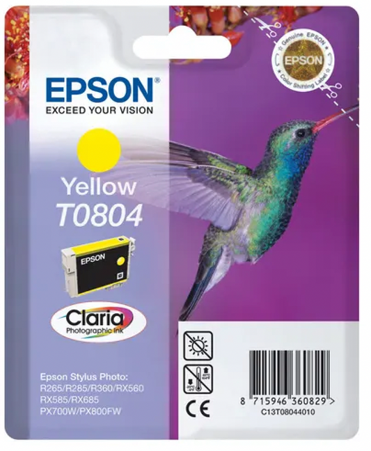 Cartouche Jet d'encre de Marque Epson T0804 Jaune 620p (Claria)