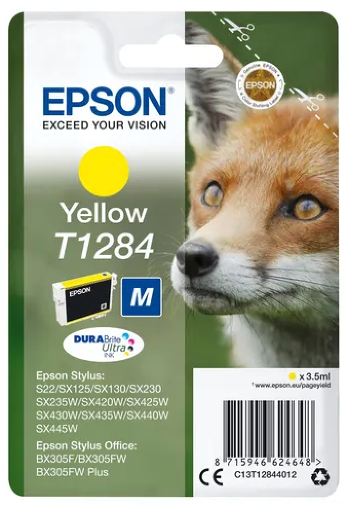 Cartouche Jet d'encre de Marque Epson T1284 DURABRITE Ultra Taille M Yellow (3,5ml) (225 copies)