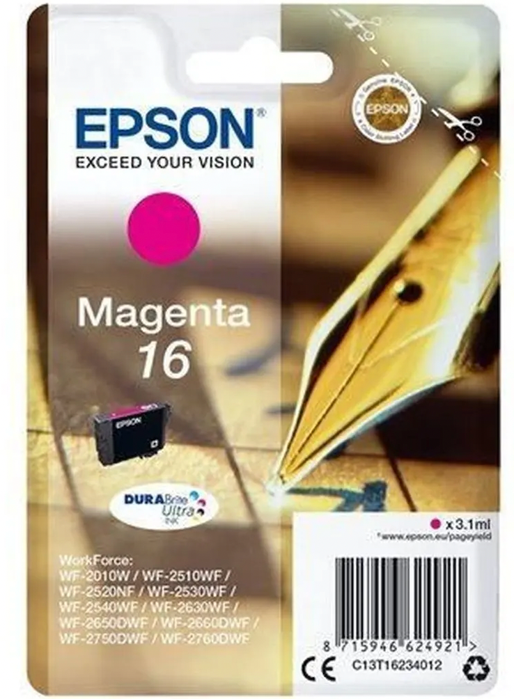 Cartouche Jet d'encre de Marque Epson T1623 Magenta N°16 (Single Pack ) (DURABRITE Ultra Ink)(3.1ml/165pages)