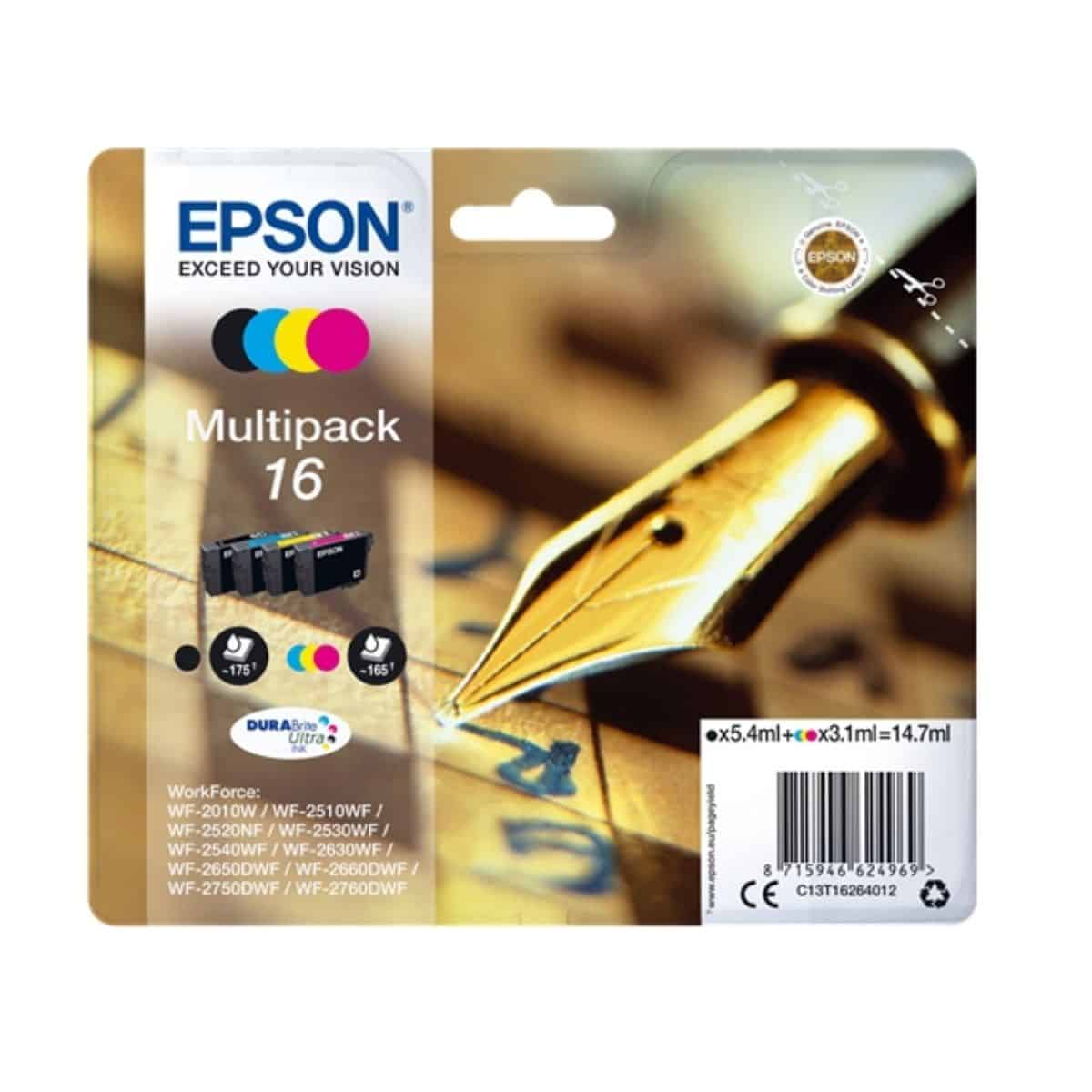 MultiPack Cartouche Jet d'encre de Marque Epson T1626 N°16 series (Pen and Crossword multiPack) (DURABRITE Ultra Ink)(5.4ml+3x3.1ml = 14.7ml)