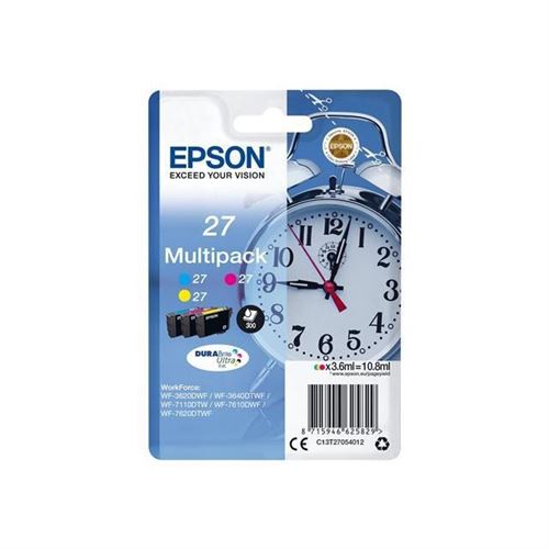 Pack de 3 Cartouches Jet d'encre de Marque Epson T2705 Couleur (Cyan, Magenta, Jaune) (10.8ml/2200pages)