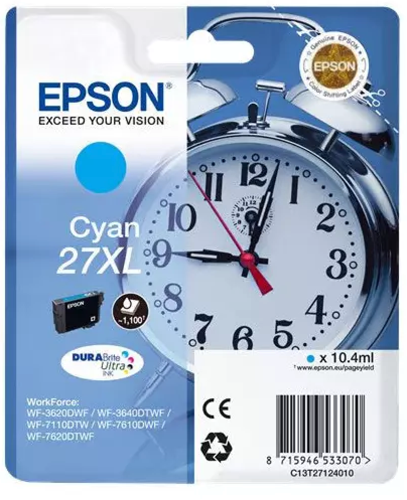 Cartouche Jet d'encre de Marque Epson T2712 Cyan (10.4ml - 1 100 pages)