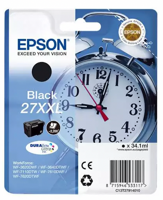 Cartouche Jet d'encre de Marque Epson T2791 Black Haute Capacité (34.1ml - 2 200 pages)