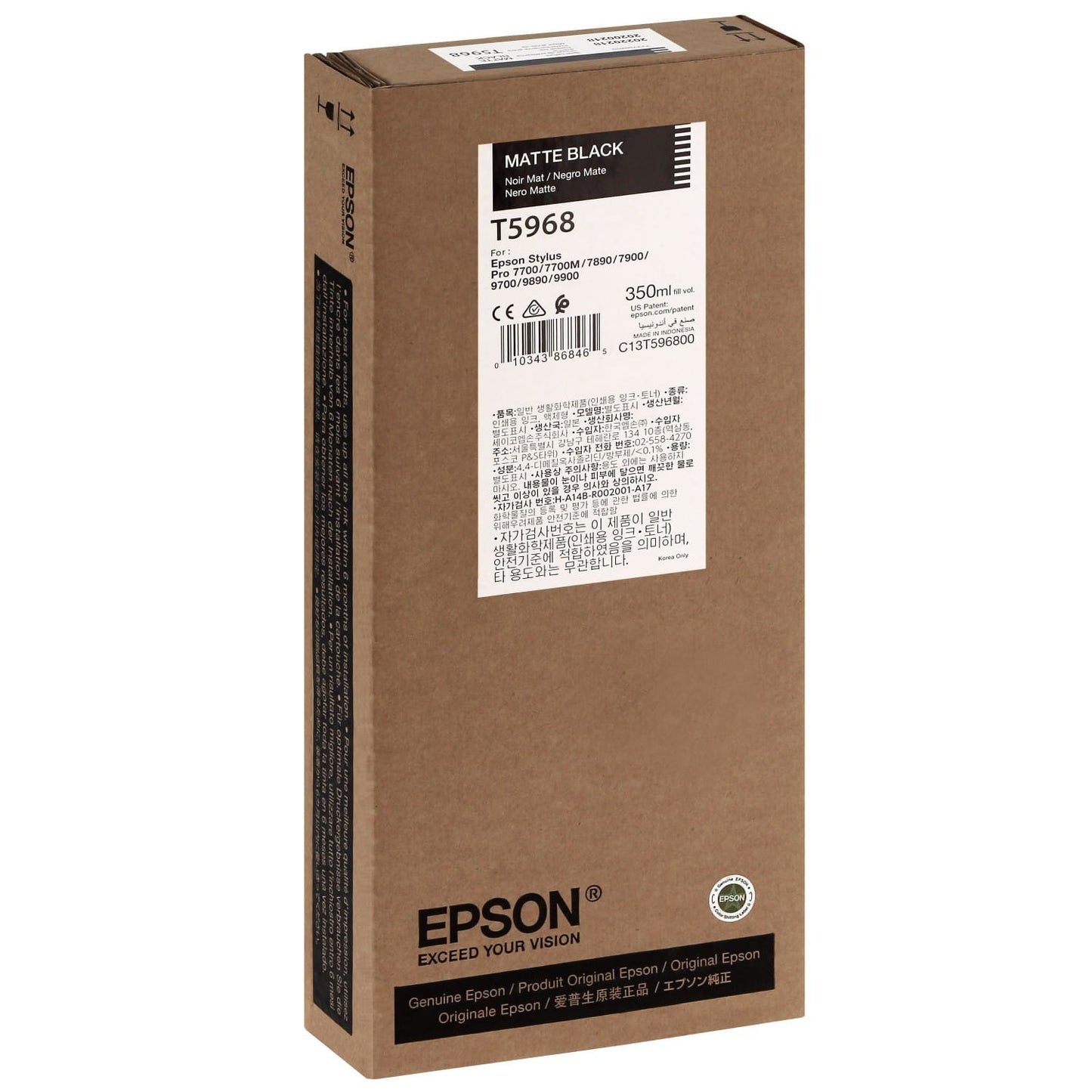 Cartouche Jet d'encre de Marque Epson T5968 Pigment Black MAT (350ml)