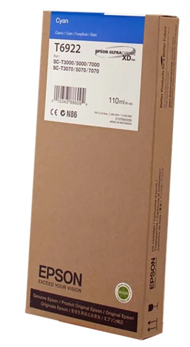 Cartouche Jet d'encre de Marque Epson T6922 UltraChrome XD Cyan (110ml)