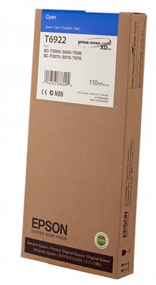 Cartouche Jet d'encre de Marque Epson T6922 UltraChrome XD Cyan (110ml)