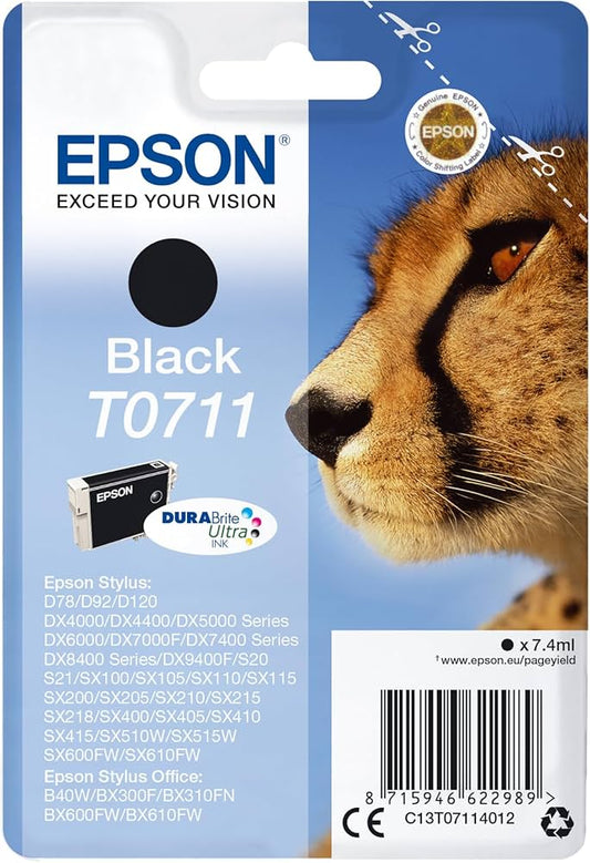 Cartouche Jet d'encre de Marque Epson T711BK  Black (245pages)