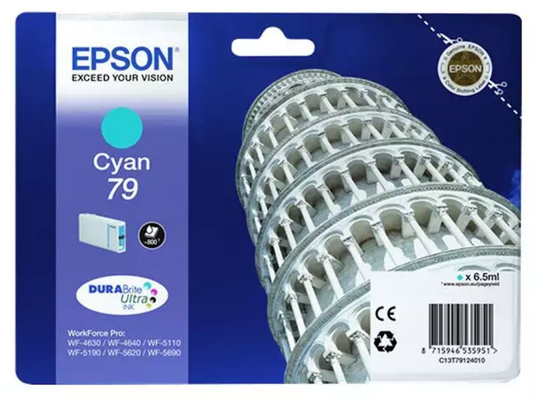 Cartouche d'encre de Marque Epson T7912 Cyan Durabrite Ultra (6.5ml/800pages) (Serie Tour de Pise)